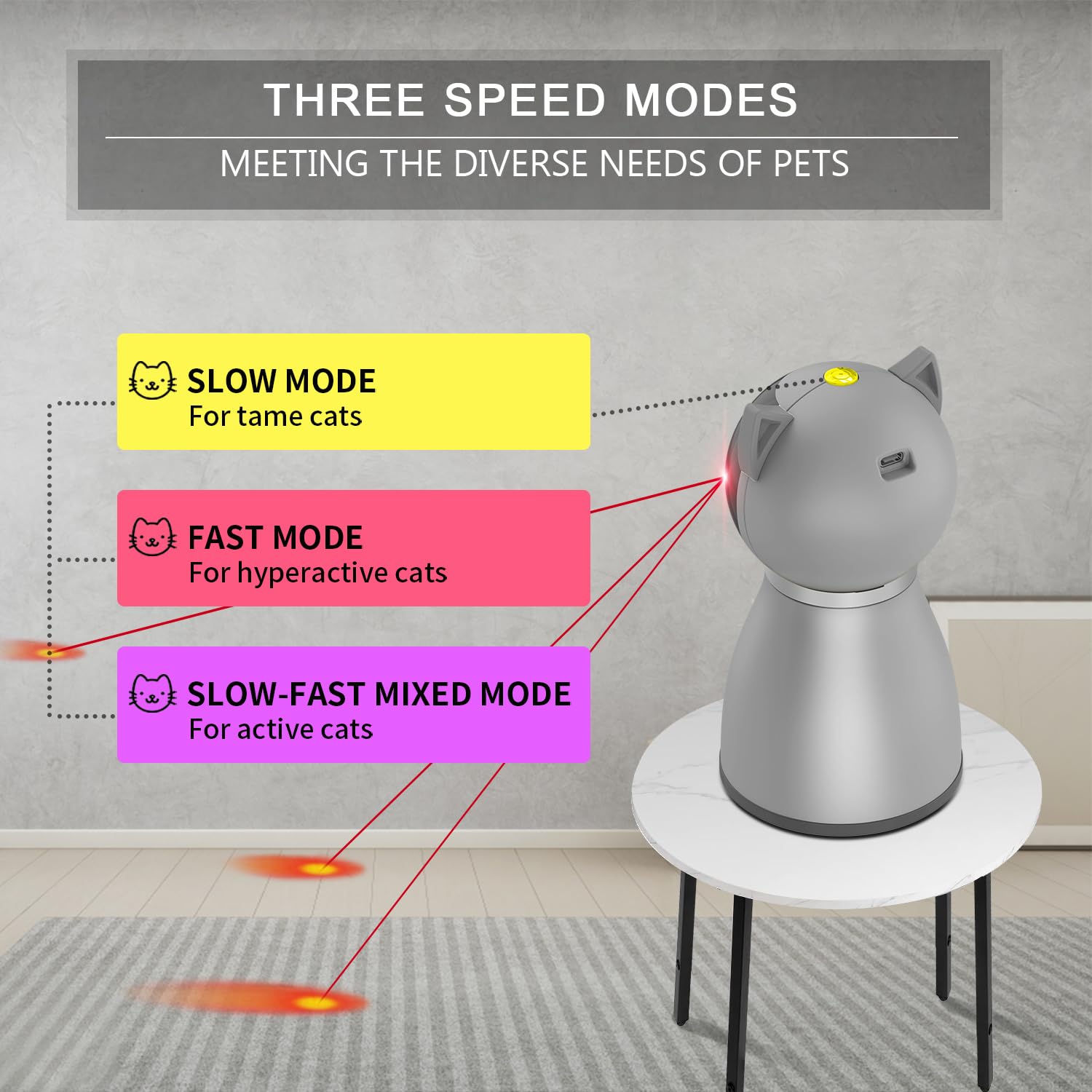 Premium Laser Cat Toys for Indoor Cats,The 4th Generation Real Random Trajectory Motion Activated Rechargeable Automatic Cat Laser Toy,Interactive Cat Toys for Bored Indoor Adult Cats/Kittens(White)